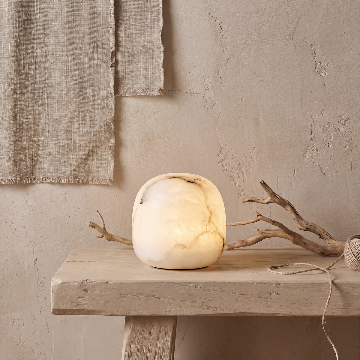 蛍 Hotaru · Świetlik - Lampa alabastrowa, otoczak, rozmiar S
