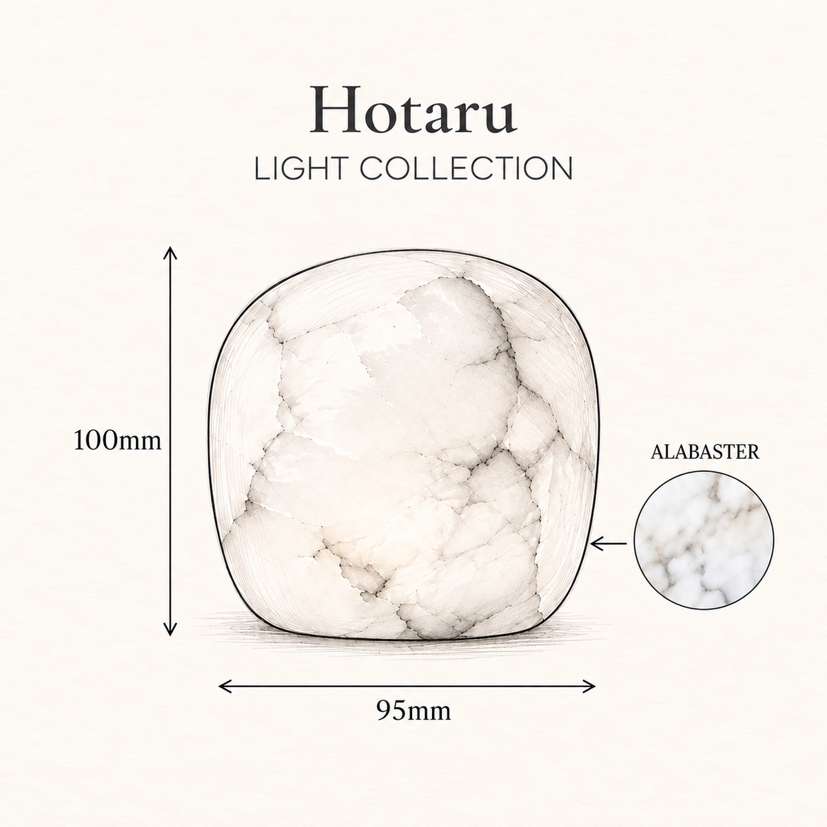 蛍 Hotaru · Świetlik - Lampa alabastrowa, otoczak, rozmiar S