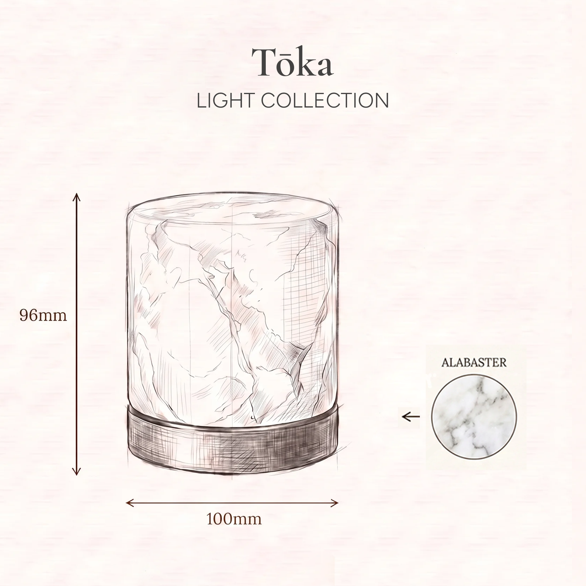 灯火 Tōka · Światło płomienia - Lampa alabastrowa, walec, rozmiar M  