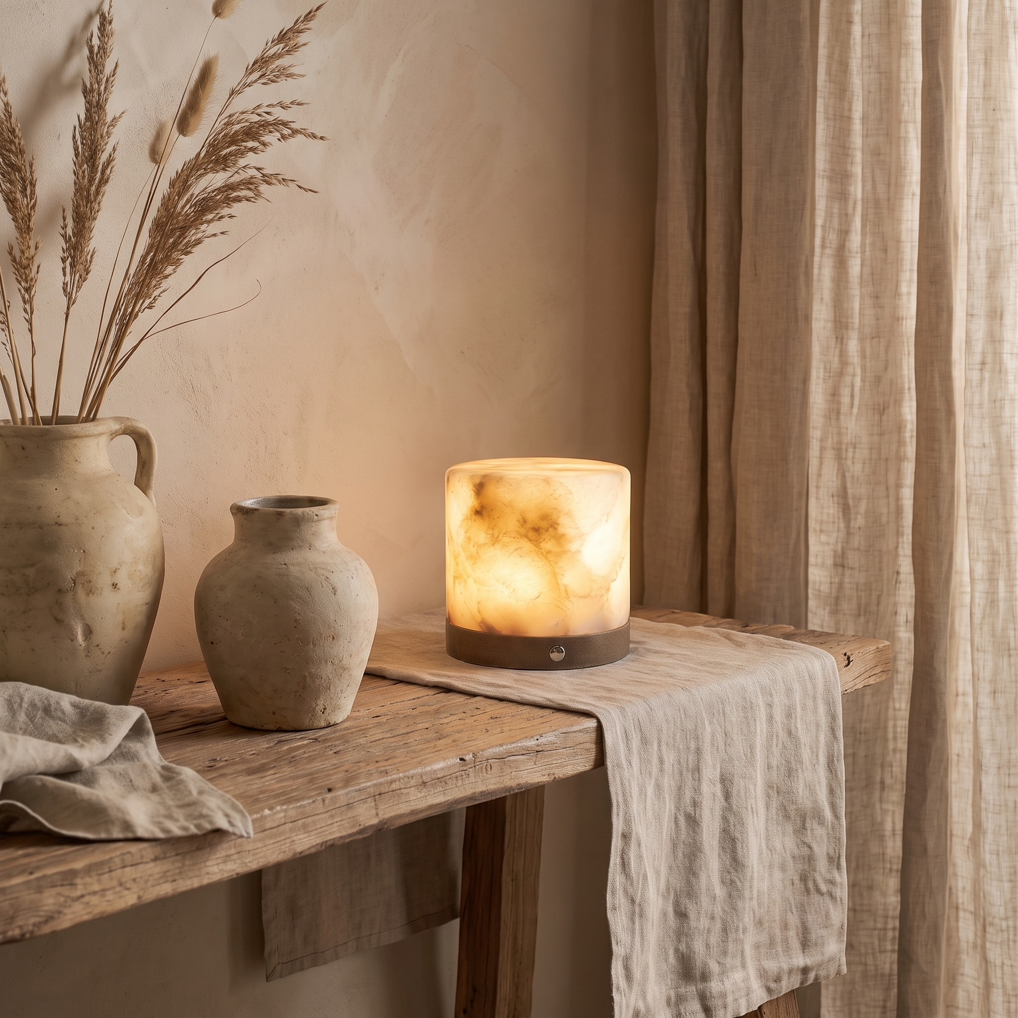 灯火 Tōka · Światło płomienia - Lampa alabastrowa, walec, rozmiar M  