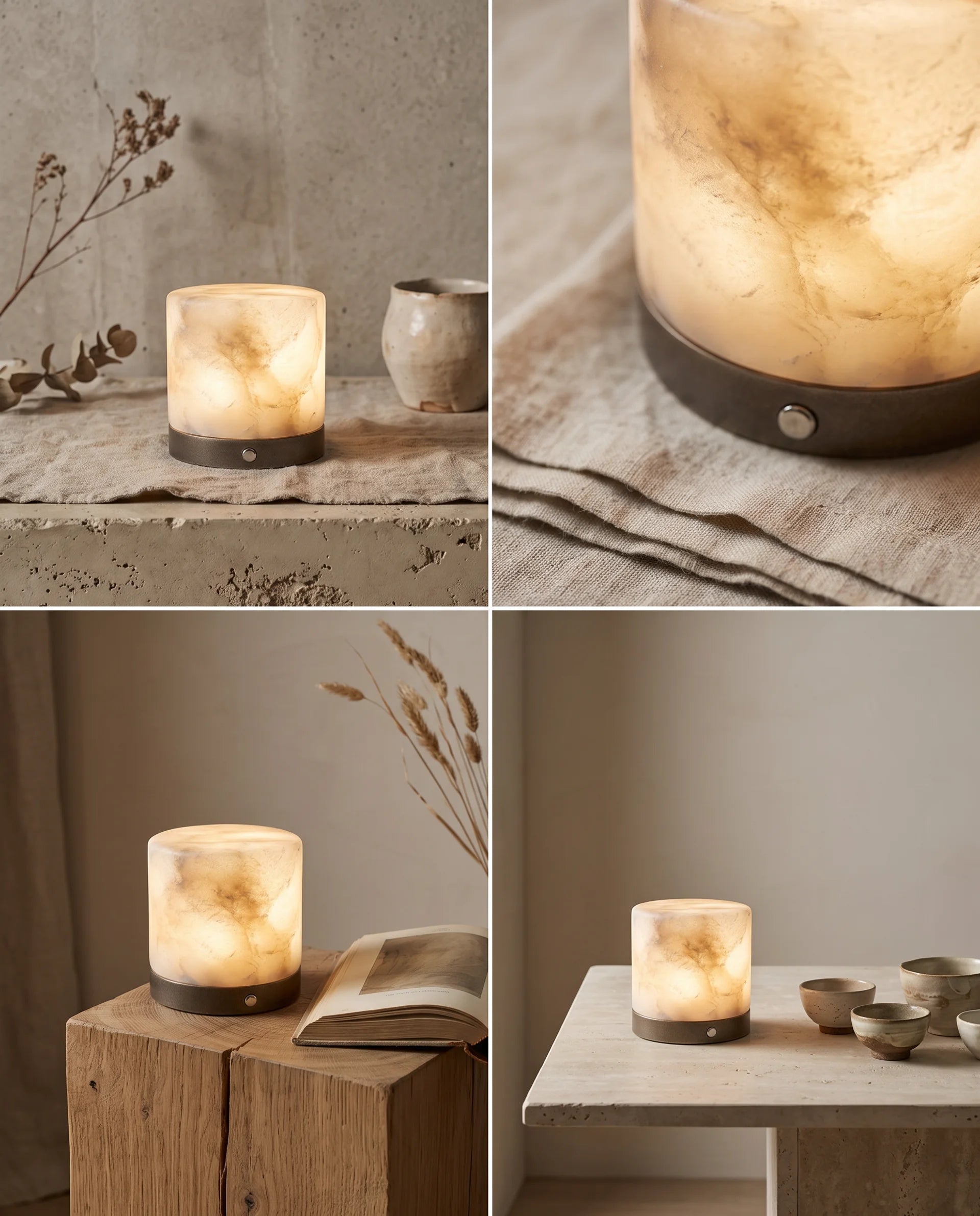 灯火 Tōka · Światło płomienia - Lampa alabastrowa, walec, rozmiar M  