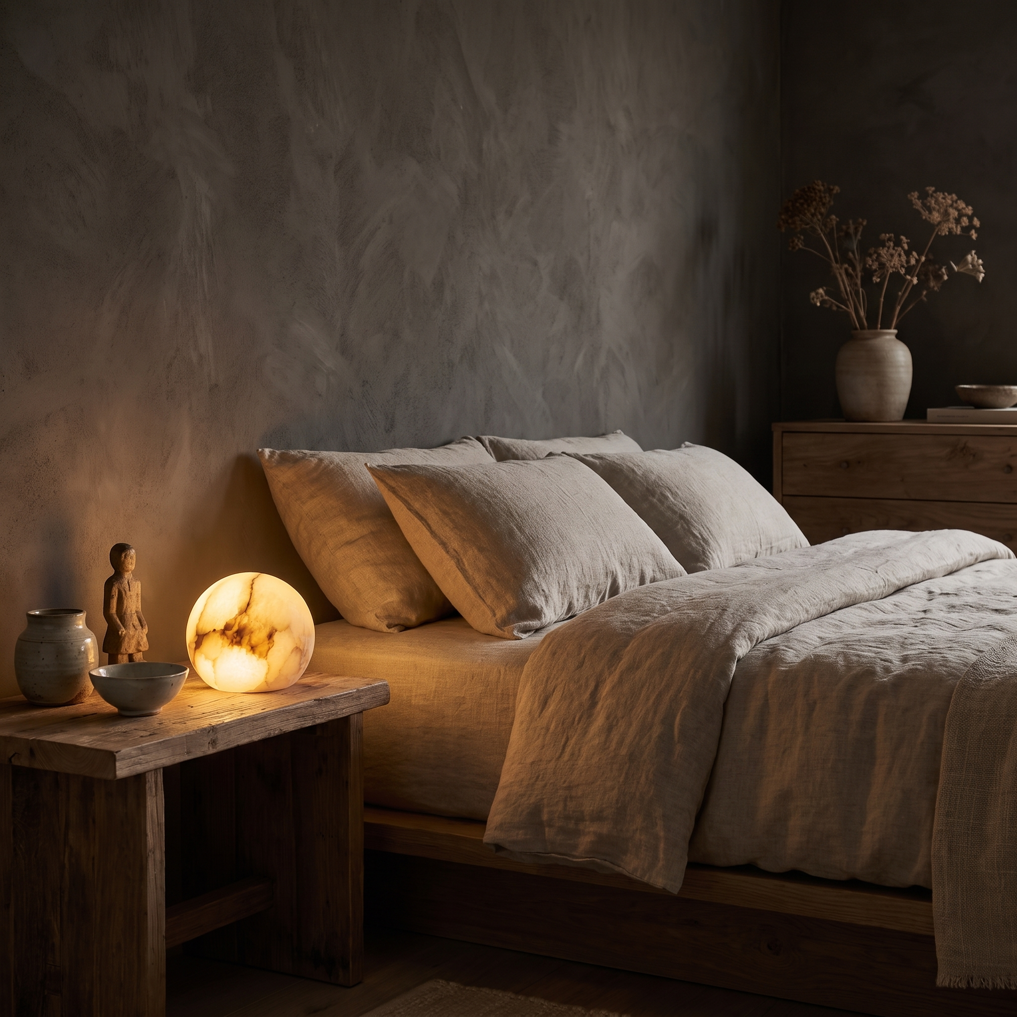 月 Tsuki · Księżyc - Lampa alabastrowa, kula, rozmiar S